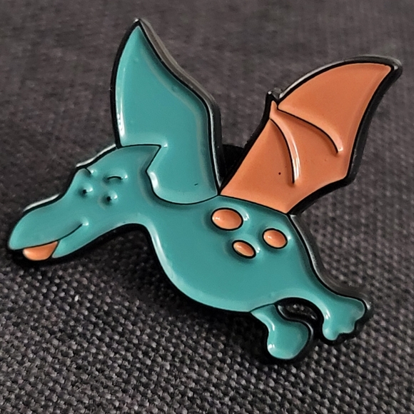 Pterodactyl Blue Flying Dino Enamel Pin - Picture 3 of 10